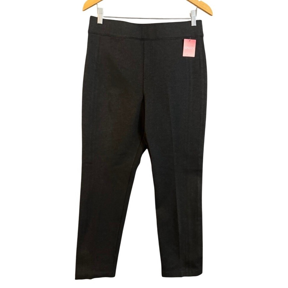 Spanx Perfect Black Pant Slim Straight Charcoal Heather Ponte 20254r Large Nwt
